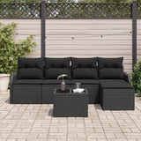 Garden Sofa Set 6 pcs Black Poly Rattan - Side View