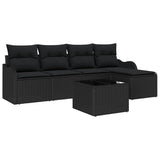 Garden Sofa Set 6 pcs Black Poly Rattan