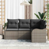Garden Sofa Set 4 pcs Grey Poly Rattan - Side View