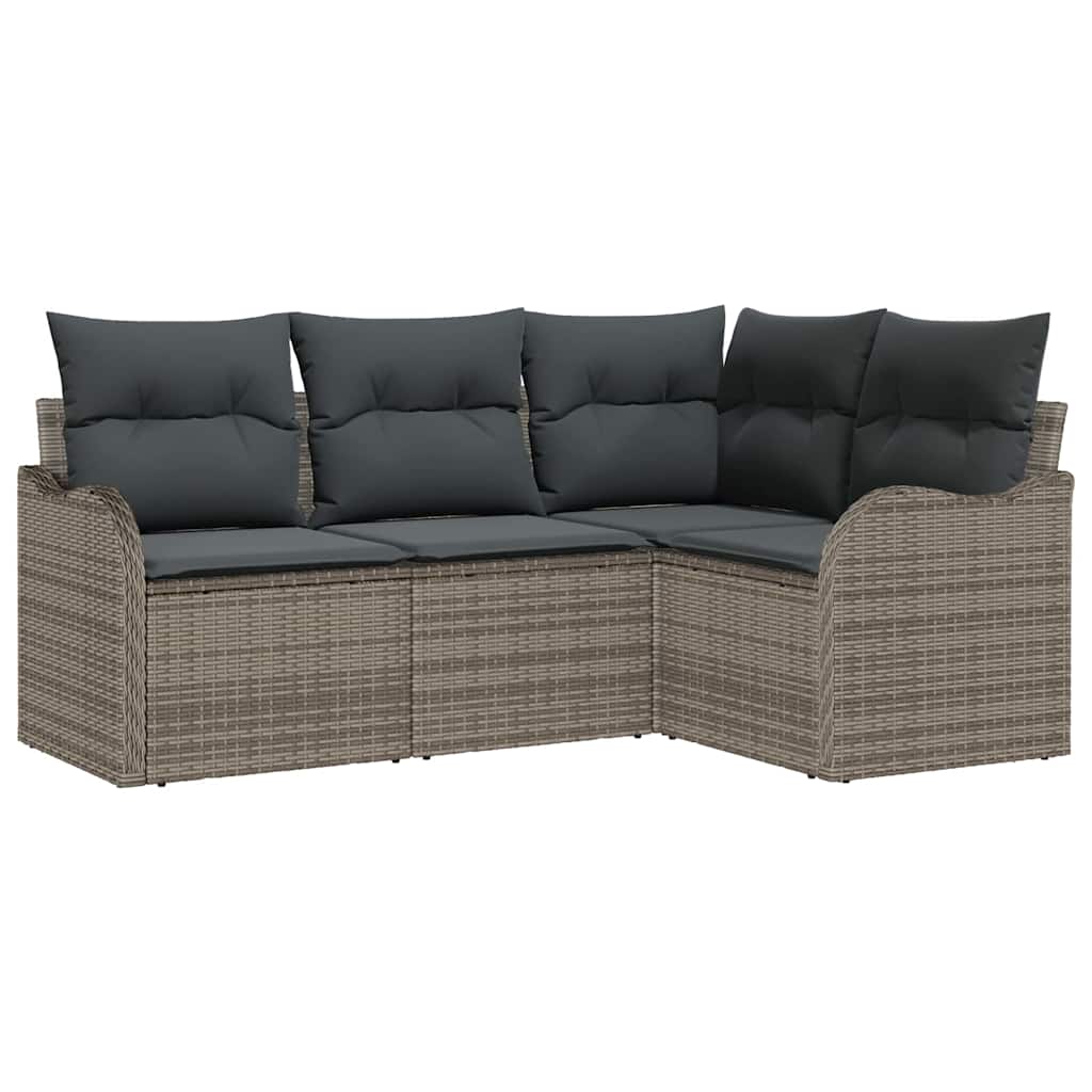 Garden Sofa Set 4 pcs Grey Poly Rattan