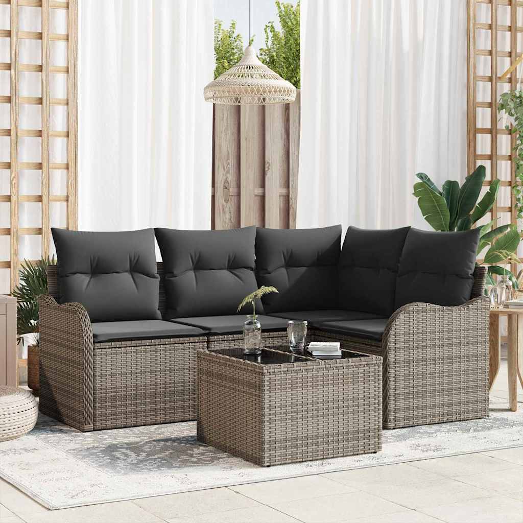 Garden Sofa Set Grey Poly Rattan