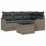 Garden Sofa Set Grey Poly Rattan - Front View