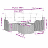 Garden Sofa Set Grey Poly Rattan