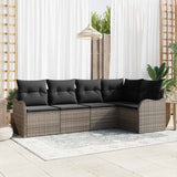 Garden Sofa Set with Cushion 5 pcs Grey Poly rattan