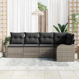 Garden Sofa Set with Cushion 5 pcs Grey Poly rattan - Side View