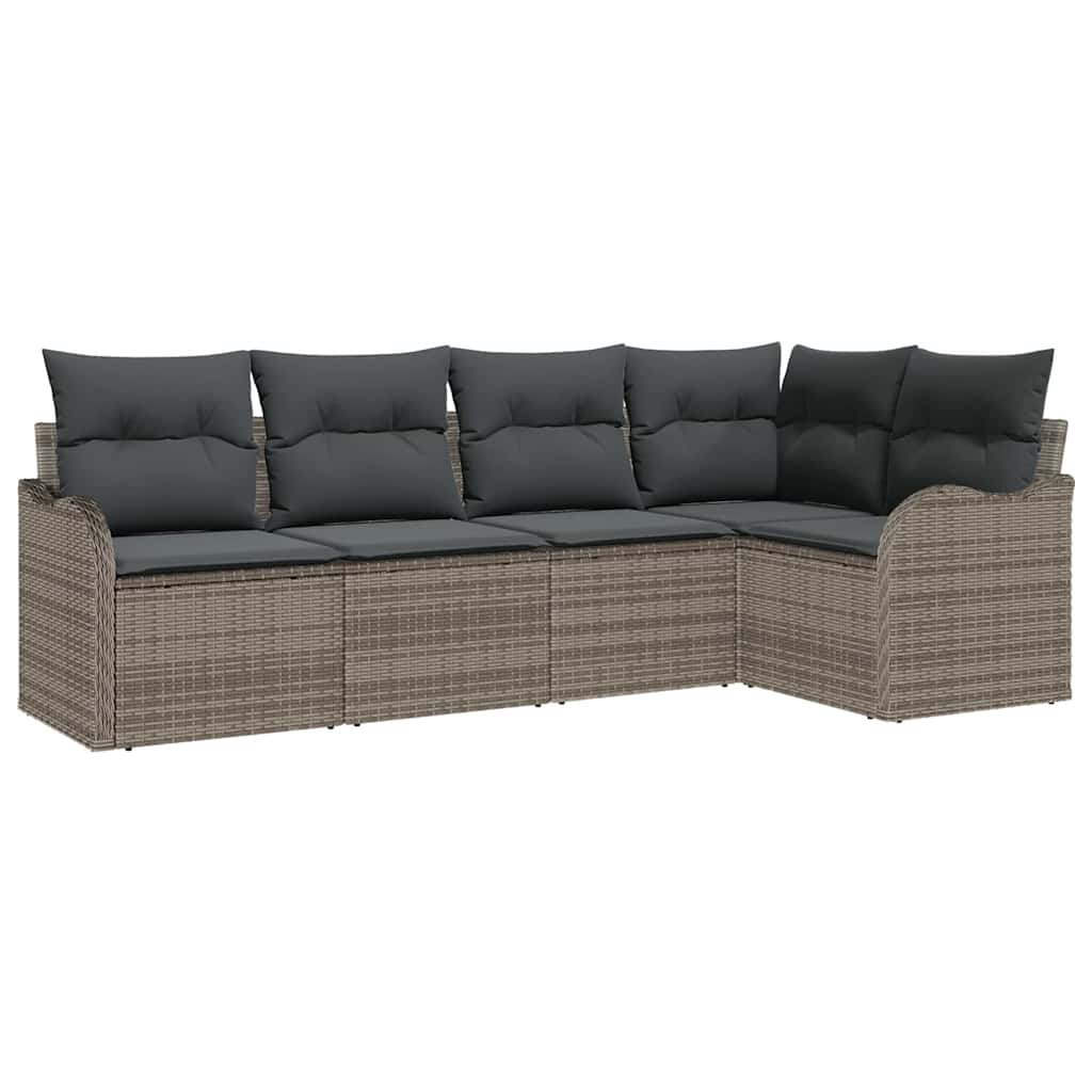 Garden Sofa Set 5 pcs Grey Poly Rattan