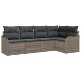 Garden Sofa Set 5 pcs Grey Poly Rattan