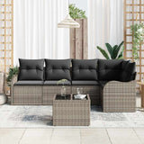 Garden Sofa Set with Cushion 6 pcs Grey Poly rattan - Side View