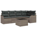 Garden Sofa Set with Cushion 6 pcs Grey Poly rattan - Front View
