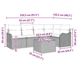 Garden Sofa Set with Cushion 6 pcs Grey Poly rattan - Extra Image