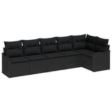 Garden Sofa Set Black Poly Rattan