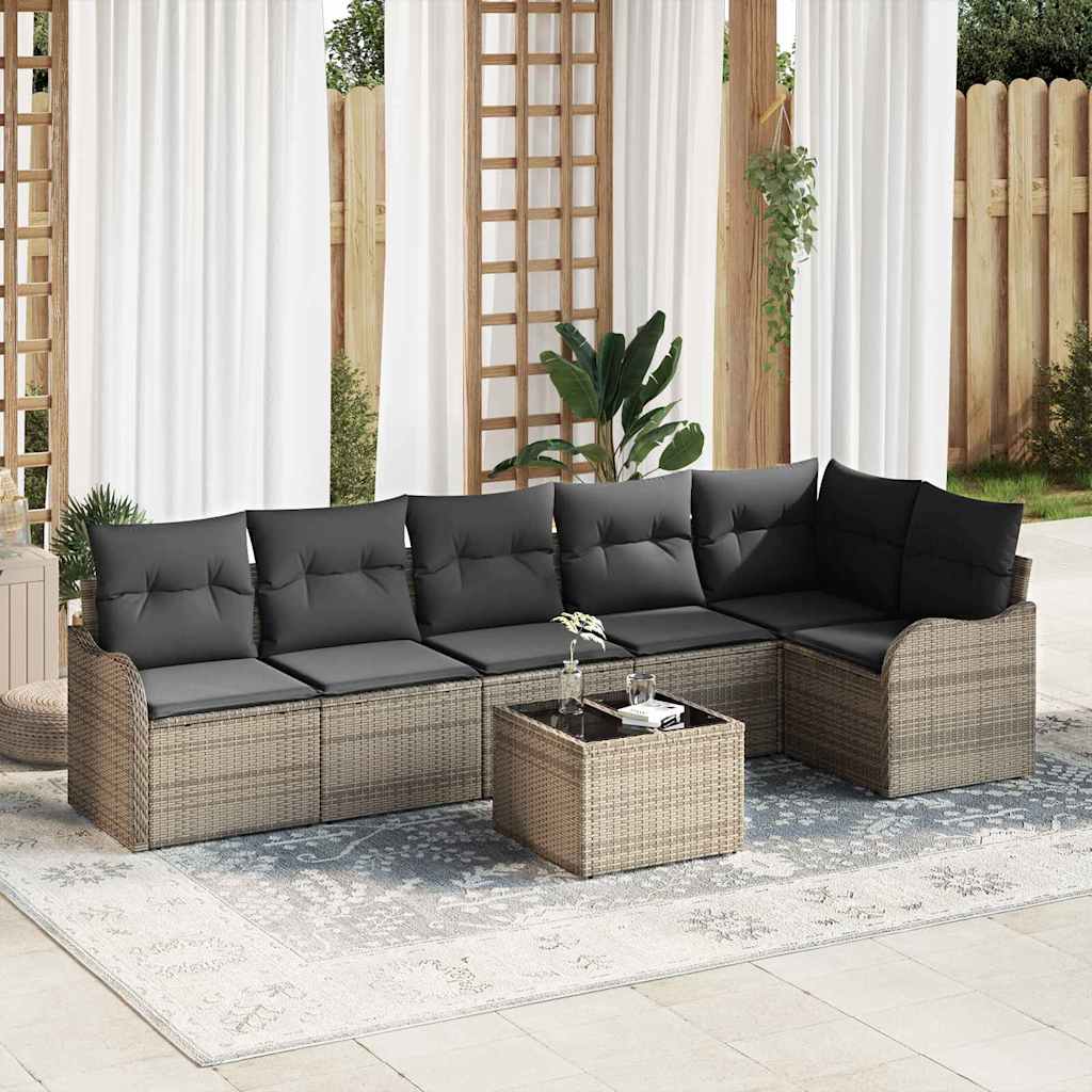 Garden Sofa Set Grey Poly Rattan