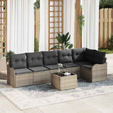 Garden Sofa Set Grey Poly Rattan