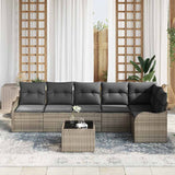 Garden Sofa Set Grey Poly Rattan - Side View