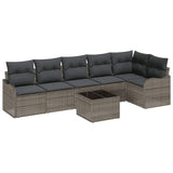 Garden Sofa Set Grey Poly Rattan - Front View