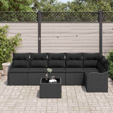Garden Sofa Set 7 pcs Black Poly Rattan - Side View