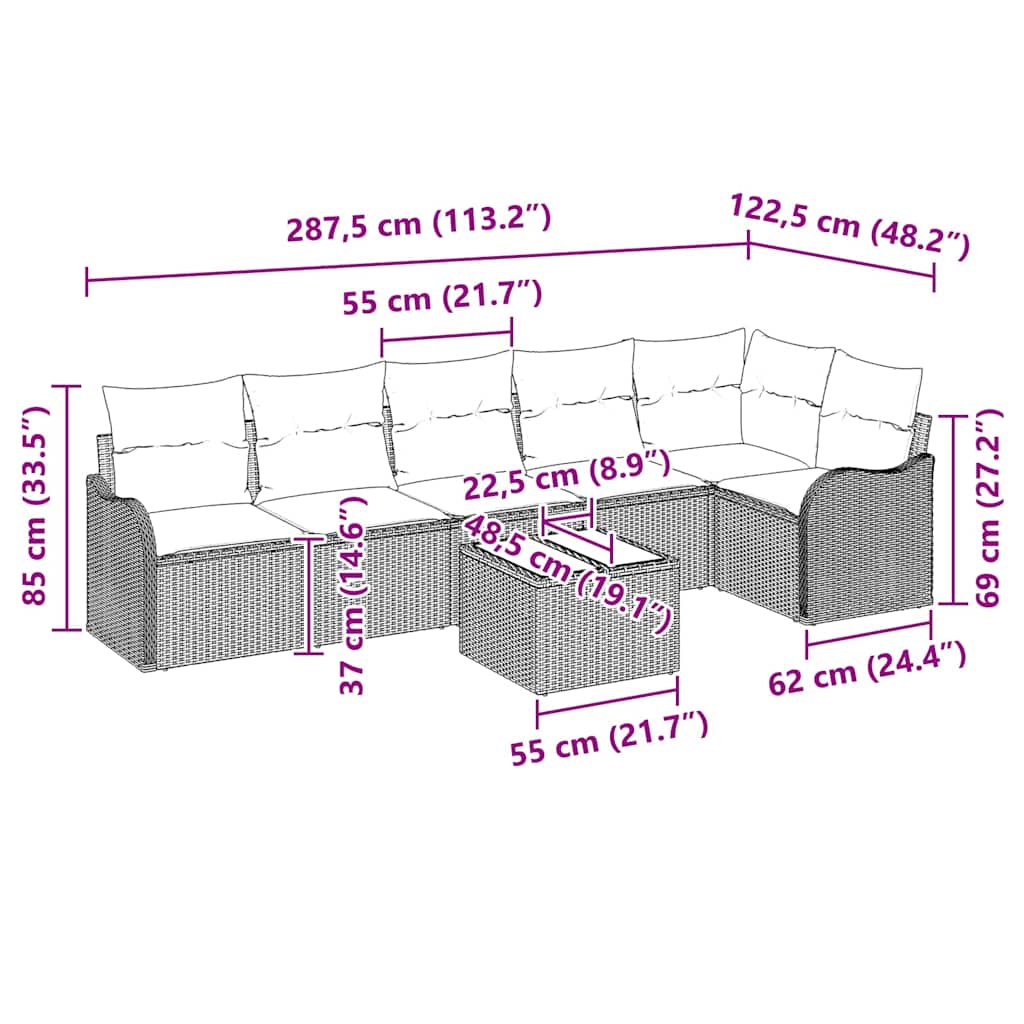 Garden Sofa Set 7 pcs Black Poly Rattan