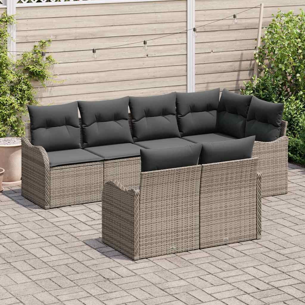 Garden Sofa Set Grey Poly Rattan