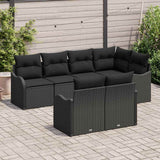Garden Sofa Set Black Poly Rattan