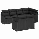 Garden Sofa Set Black Poly Rattan - Front View