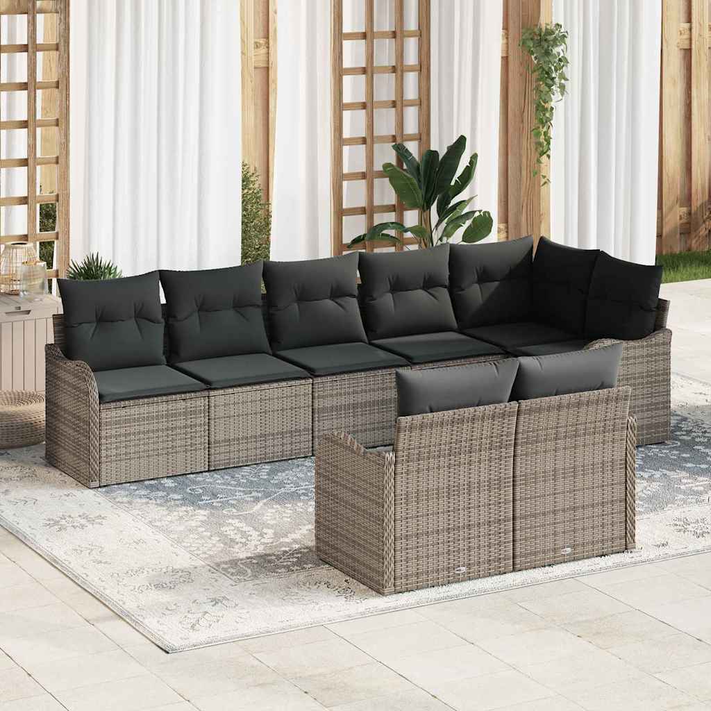 Garden Sofa Set Grey Poly Rattan