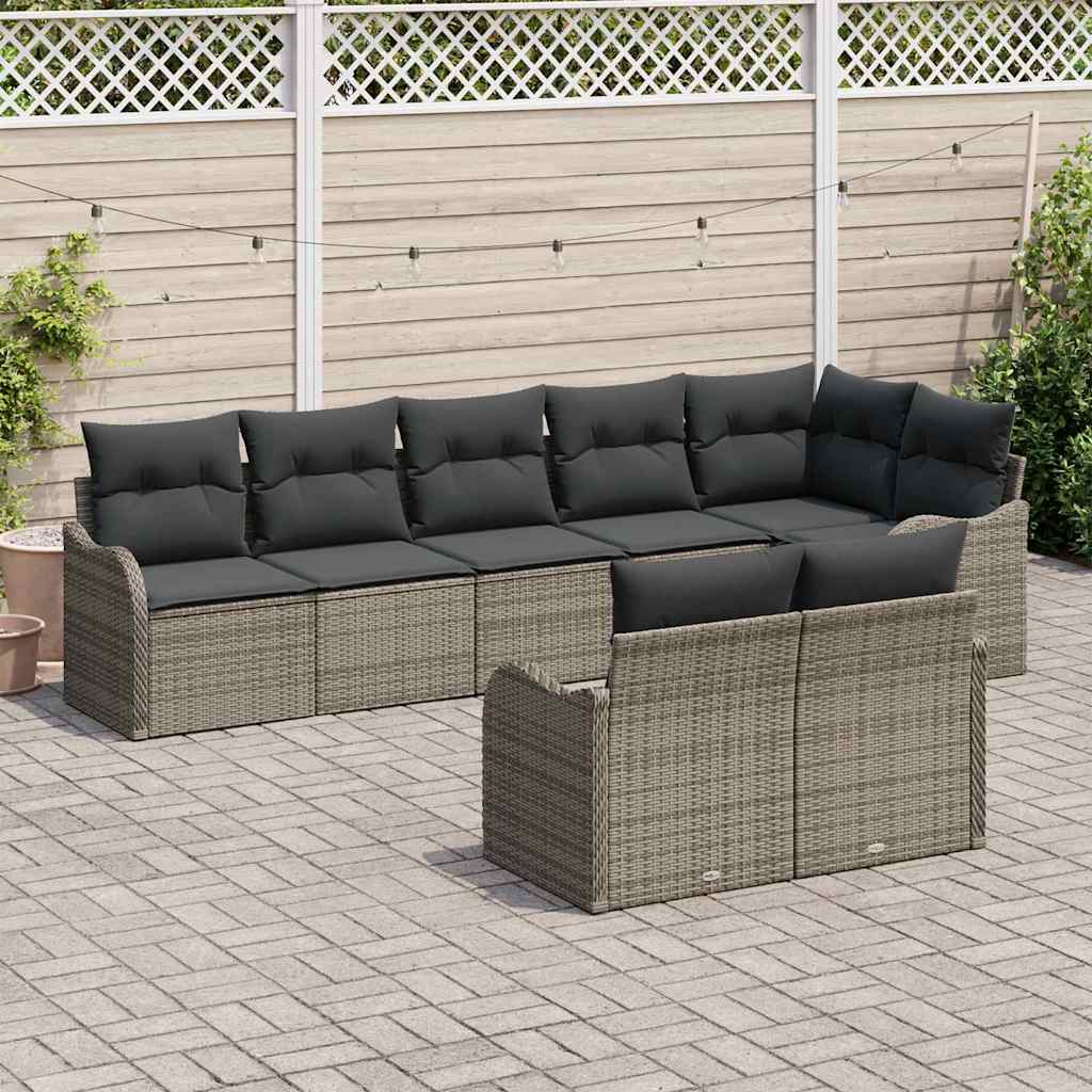 Garden Sofa Set Grey Poly Rattan