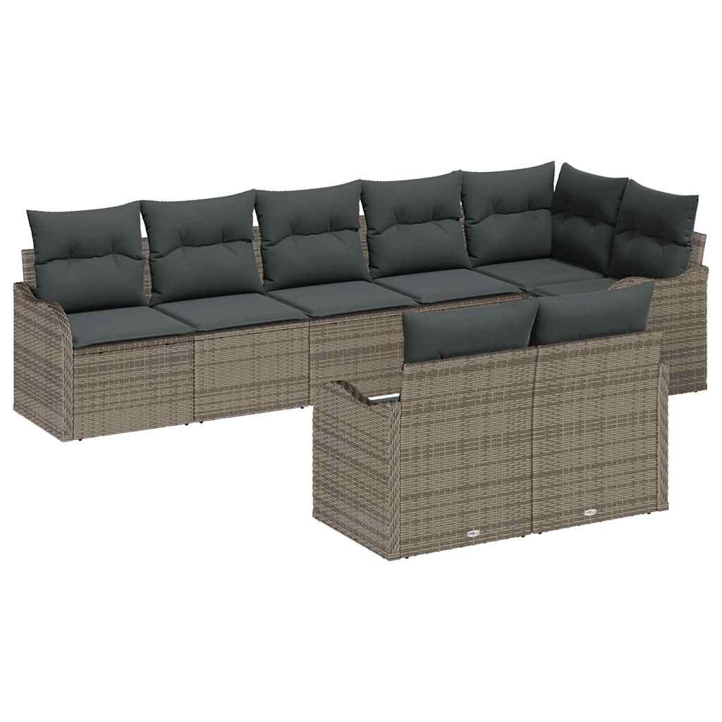 Garden Sofa Set Grey Poly Rattan