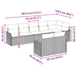 Garden Sofa Set Grey Poly Rattan - Low Angle