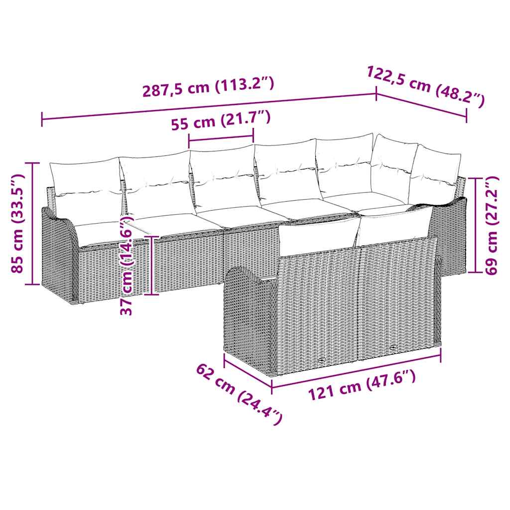 Garden Sofa Set 8 pcs Black Poly Rattan