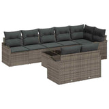 Garden Sofa Set 9 pcs Grey Poly Rattan - Front View