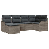 Garden Sofa Set 6 pcs Grey Poly Rattan - Front View