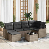 Garden Sofa Set with Cushion 7 pcs Grey Poly rattan