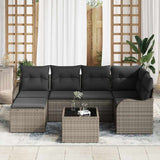 Garden Sofa Set with Cushion 7 pcs Grey Poly rattan - Side View