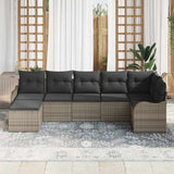 Garden Sofa Set Grey Poly Rattan - Side View