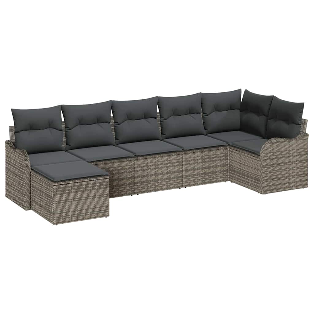 Garden Sofa Set Grey Poly Rattan