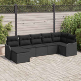Garden Sofa Set 7 pcs Black Poly Rattan