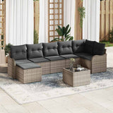 Garden Sofa Set 8 pcs Grey Poly Rattan