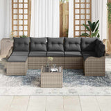 Garden Sofa Set 8 pcs Grey Poly Rattan - Side View