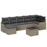 Garden Sofa Set 8 pcs Grey Poly Rattan - Front View