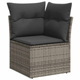Garden Sofa Set 8 pcs Grey Poly Rattan - Rear View