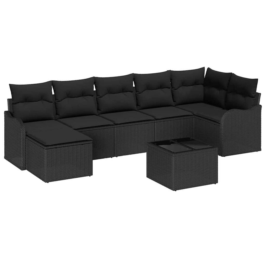 Garden Sofa Set Black Poly Rattan