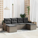 Garden Sofa Set with Cushion 6 pcs Grey Poly rattan