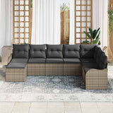 Garden Sofa Set with Cushion 8 pcs Grey Poly rattan - Side View