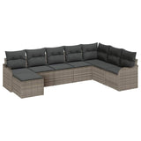 Garden Sofa Set with Cushion 8 pcs Grey Poly rattan - Front View