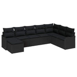 Garden Sofa Set 8 pcs Black Poly Rattan - Front View