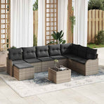 Garden Sofa Set 9 pcs Grey Poly Rattan