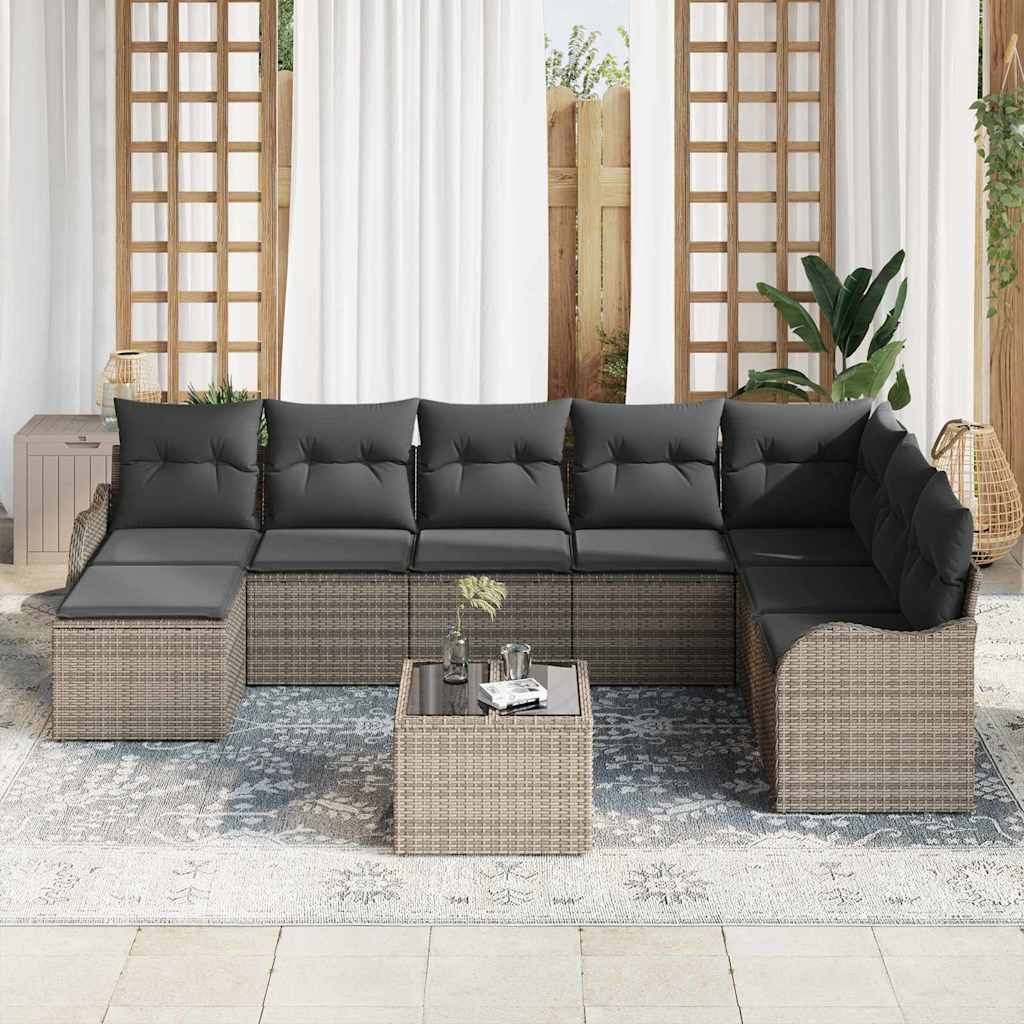 Garden Sofa Set Grey Poly Rattan