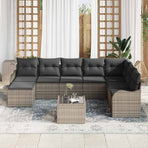 Garden Sofa Set 9 pcs Grey Poly Rattan