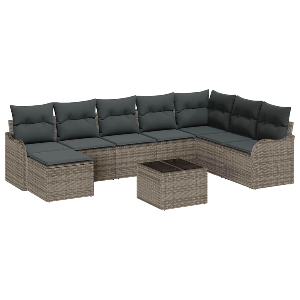 Garden Sofa Set Grey Poly Rattan
