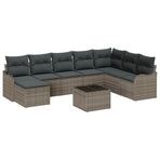 Garden Sofa Set 9 pcs Grey Poly Rattan